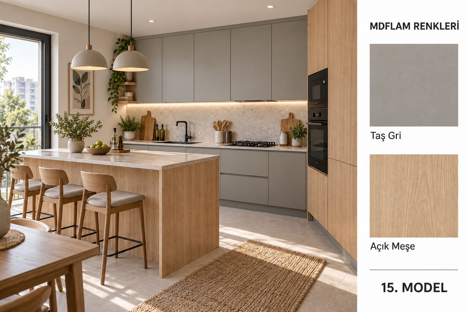 MLK-127 Mutfak Dolapları MDF Lam Kapak | Mekan Kapı