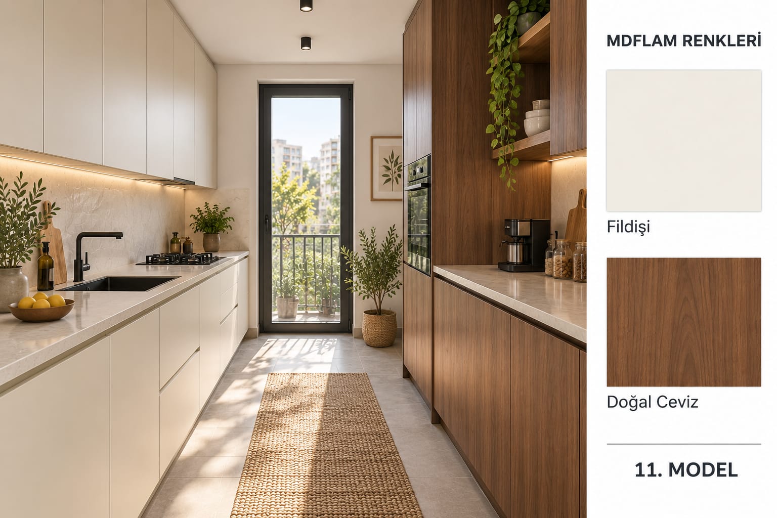 MLK-130 Mutfak Dolapları MDF Lam Kapak | Mekan Kapı