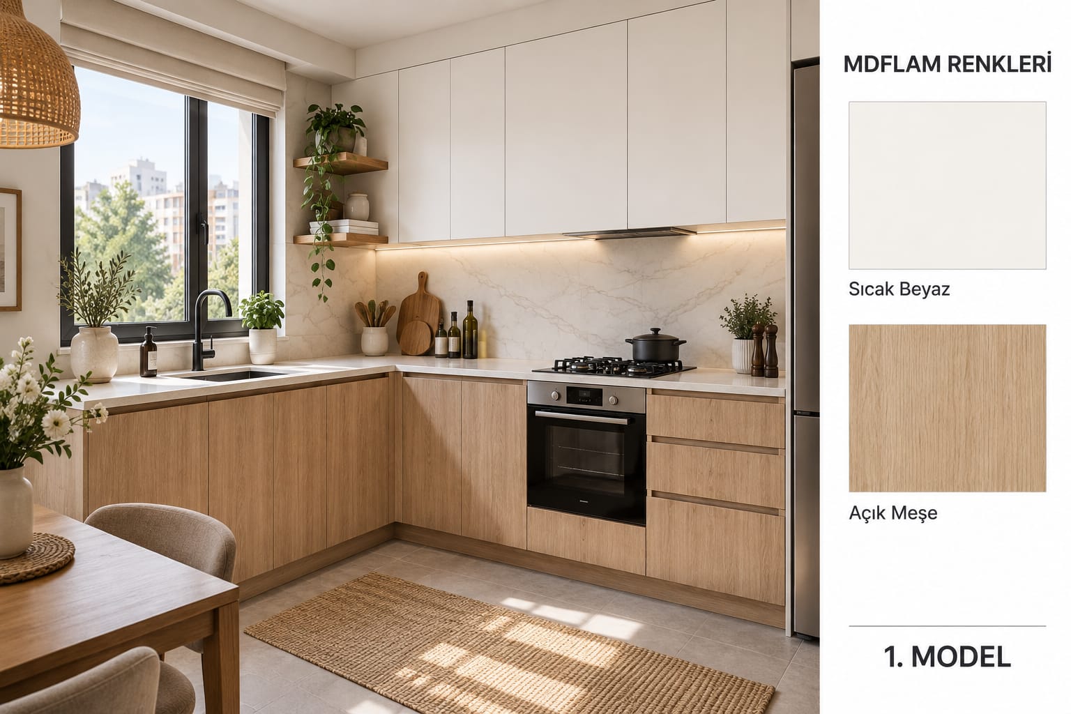 MLK-139 Mutfak Dolapları MDF Lam Kapak | Mekan Kapı